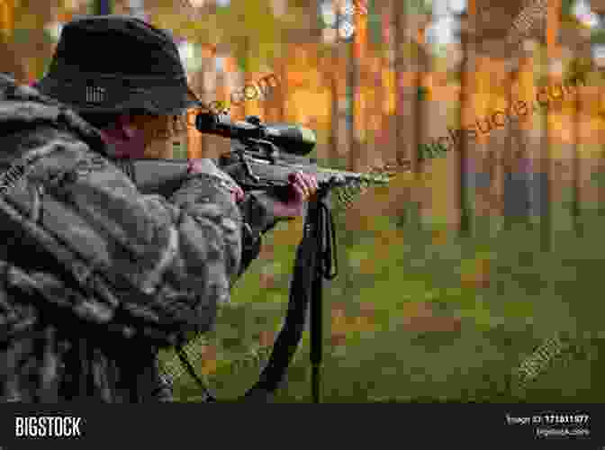 A Hunter Aiming His Rifle At A Majestic Elk Good Hunting: In The Pursuit Of Big Game In The West