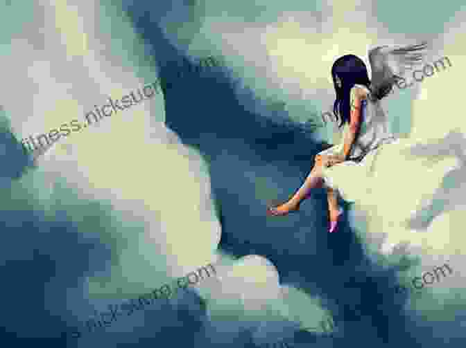 A Young Child With Wings Sitting On A Cloud, Looking Out Over A Magical City. Wings And The Child Or The Building Of Magic Cities